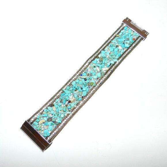 Wide Turquoise Bracelet With Magnetic Closure - Picture 12 of 13